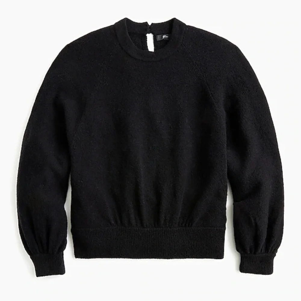 J. Crew Crewneck Gathered Sweater in Supersoft Yarn Wool Alpaca Black Size Small
